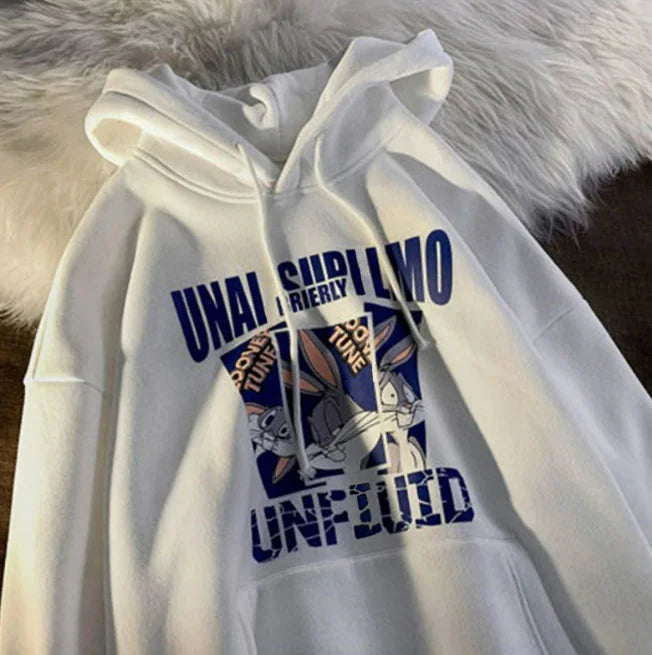 Women's Hooded Sweatshirt with Fun Letter Print