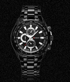 Men's Quartz Watch with Steel Band and Stylish Design