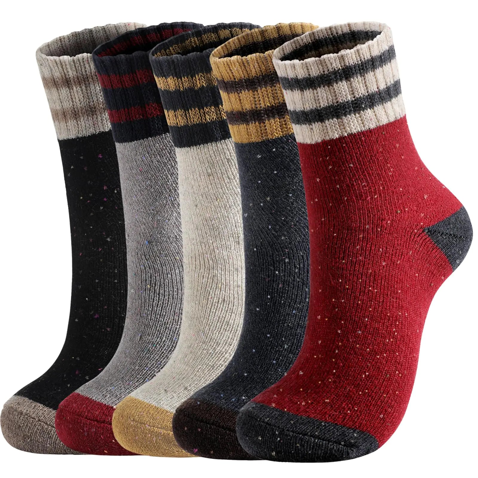 5 Pairs Wool Socks for Women - Comfortable and Warm Womens Wool Socks Wool Socks Women Classic Womens Winter Socks Super Soft Crew Socks for Women Thick Knit Cabin Cozy Wool Socks Gifts For Women