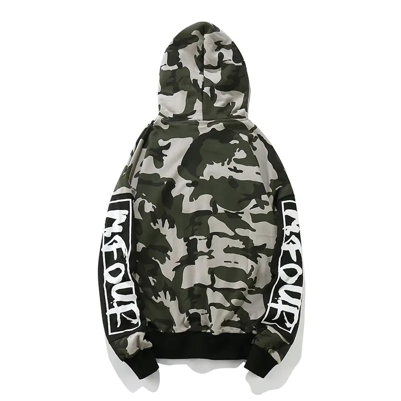 Camo Oversized Hoodie with Attached Hood for Fall
