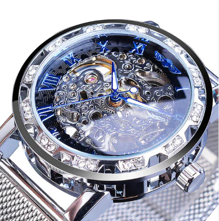 Men's Semi-Automatic Diamond-Embedded Mechanical Watch