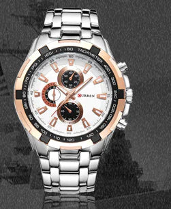 Men's Quartz Watch with Steel Band and Stylish Design