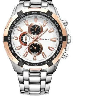 Men's Quartz Watch with Steel Band and Stylish Design