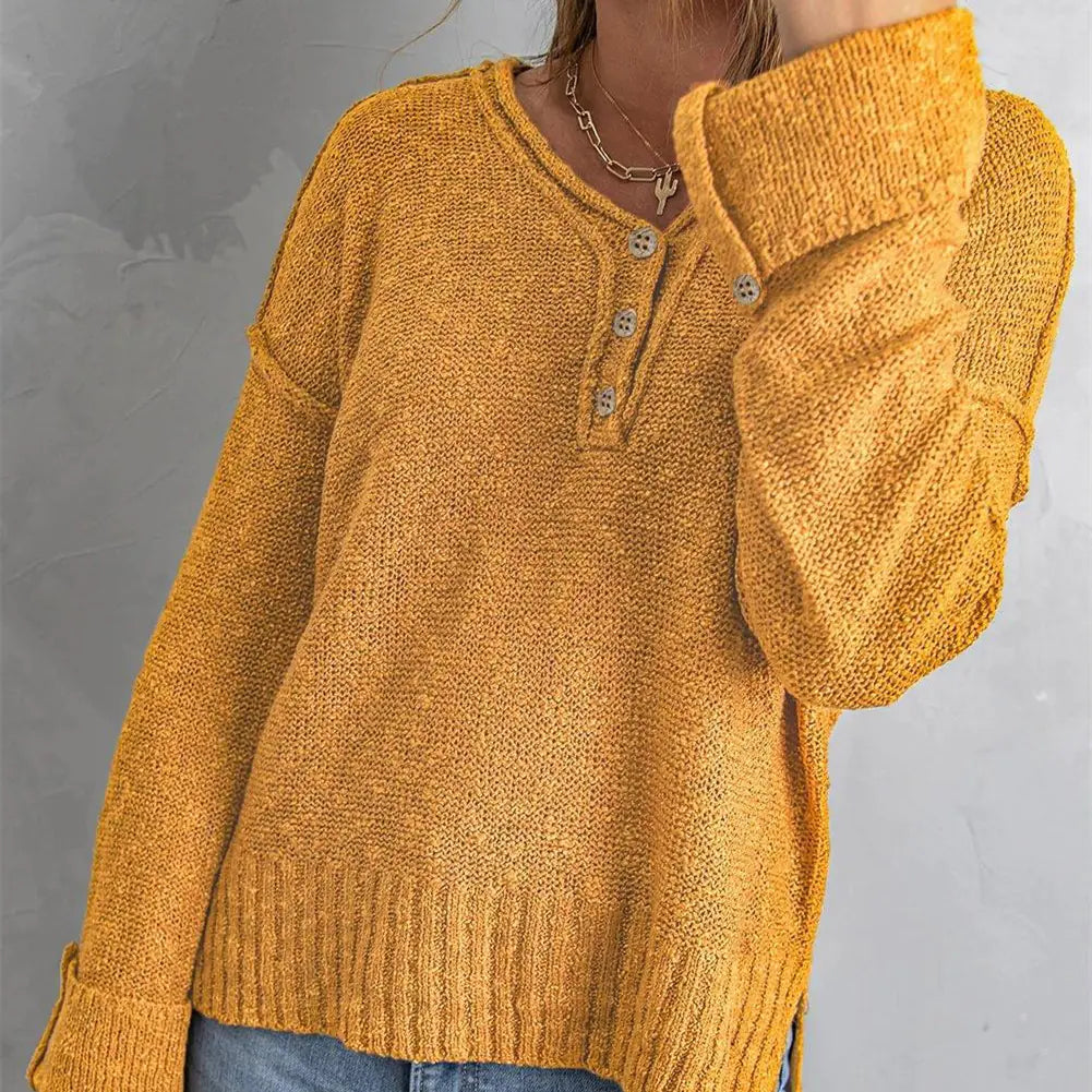 Loose Button Knitted Sweater for Women's Fashion