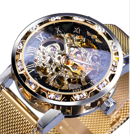 Men's Semi-Automatic Diamond-Embedded Mechanical Watch