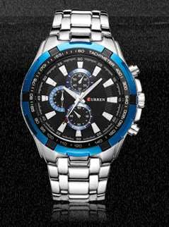 Men's Quartz Watch with Steel Band and Stylish Design