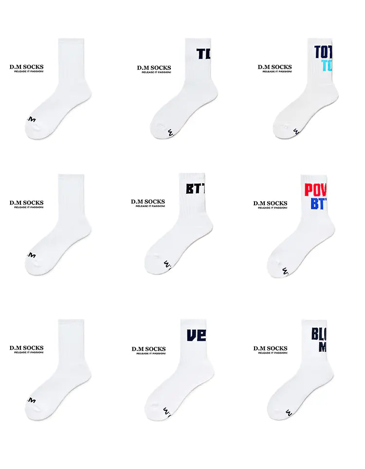 Men's Solid Color Dress Socks, Casual Sports Mid-Calf Socks