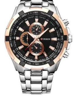 Men's Quartz Watch with Steel Band and Stylish Design