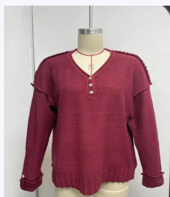 Loose Button Knitted Sweater for Women's Fashion